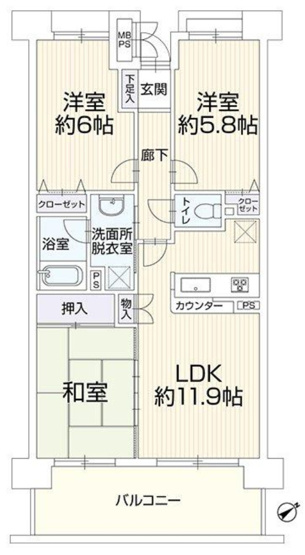 【間取り】 | ライオンズガーデン湘南緑が浜 | 3LDK

