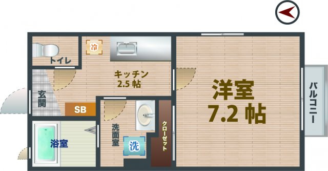 【間取り】 | シャルマンウエスト | 1Kのお部屋です。