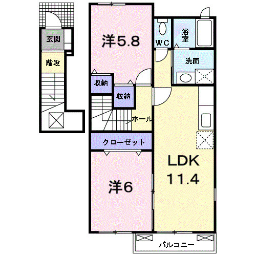 プラシード野中　Ａの間取り