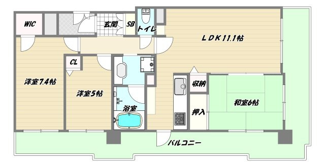 大阪市淀川区宮原１丁目の賃貸マンションの間取り