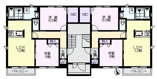 学園の森２LDK：グランフォレスタの間取り|広々つかえる２LDK（南東側のお部屋です）