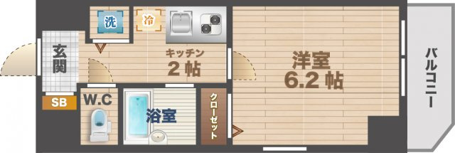 【間取り】 | スパシエトラッド中野野方 | 1Kのお部屋です。