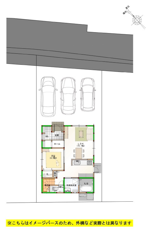 高知市朝倉本町　新築戸建　③　（全3区画）の区画図|③　土地面積　142.48㎡（約43.10坪）　　建物面積　103.02㎡（約31.16坪）