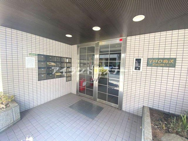 YMO駒沢　バストイレ別　室内洗濯機置場　南向きのエントランス