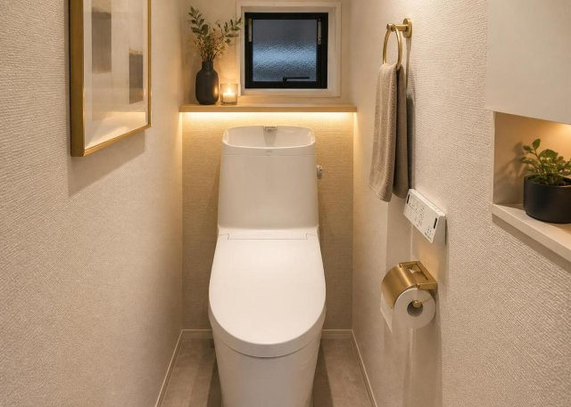 【トイレ】 | 朝の慌ただしい時間帯にも便利なトイレ2箇所設置のお住まいです。温水洗浄便座や節水型トイレを採用しており、衛生面や省エネ性にも配慮されています。手入れがしやすく快適にご利用いただける空間です。