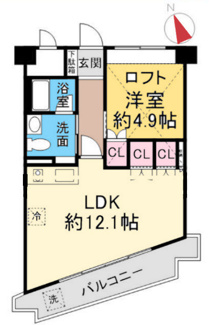 【間取り】 | 武庫之荘フレックス　最上階 | 単身様におすすめの１LDKの間取りです♪最上階でロフト付きです！！