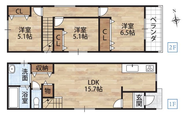 東長町8丁目1区画・新築戸建の間取り
