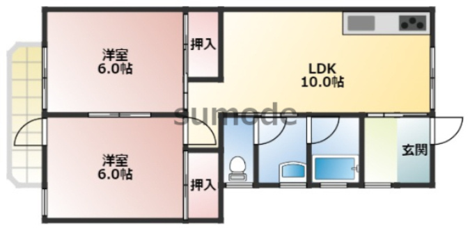 高槻市南松原町の賃貸マンションの間取り
