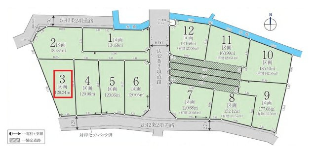 所沢市山口・全12区画　建築条件付土地　3号地