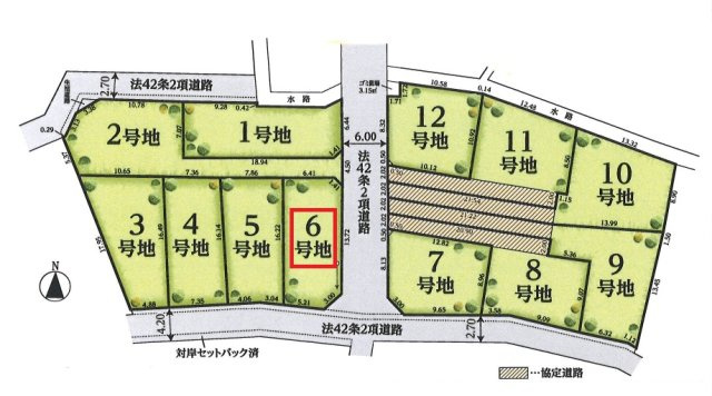 所沢市山口・全12区画　建築条件付土地　6号地の区画図|【全12区画・6号地】
土地36.3坪、西武池袋線・狭山線「西所沢駅」徒歩10分♪