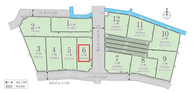 所沢市山口・全12区画　建築条件付土地　6号地