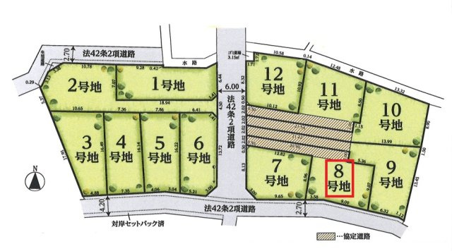 所沢市山口・全12区画　建築条件付土地　8号地の区画図|【全12区画・8号地】
土地46坪、西武池袋線・狭山線「西所沢駅」徒歩10分♪