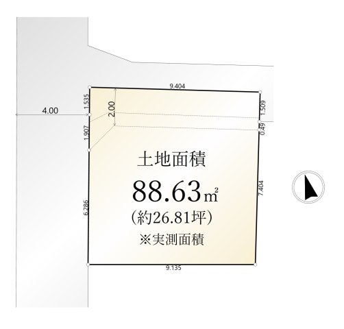 練馬区土支田1丁目 限定1区画の区画図|西側4M公道×北側通路に面した角地風の整形地
～光と風を享受する心地よい立地～
建築条件ございません
お好きなハウスメーカーで建築できます