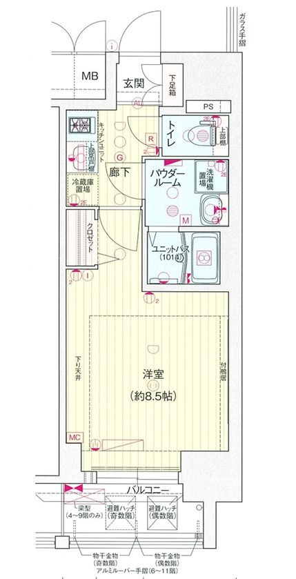 名古屋市千種区仲田２丁目の賃貸マンションの間取り