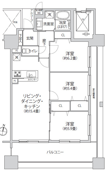 【間取り】 | サーパス茅ヶ崎第2 | 3LDK（71.66㎡）