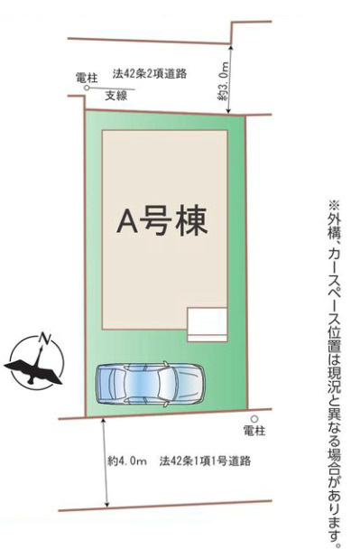 新築／富士見市鶴瀬西３丁目の区画図|駐車スペースあり！（車種による）