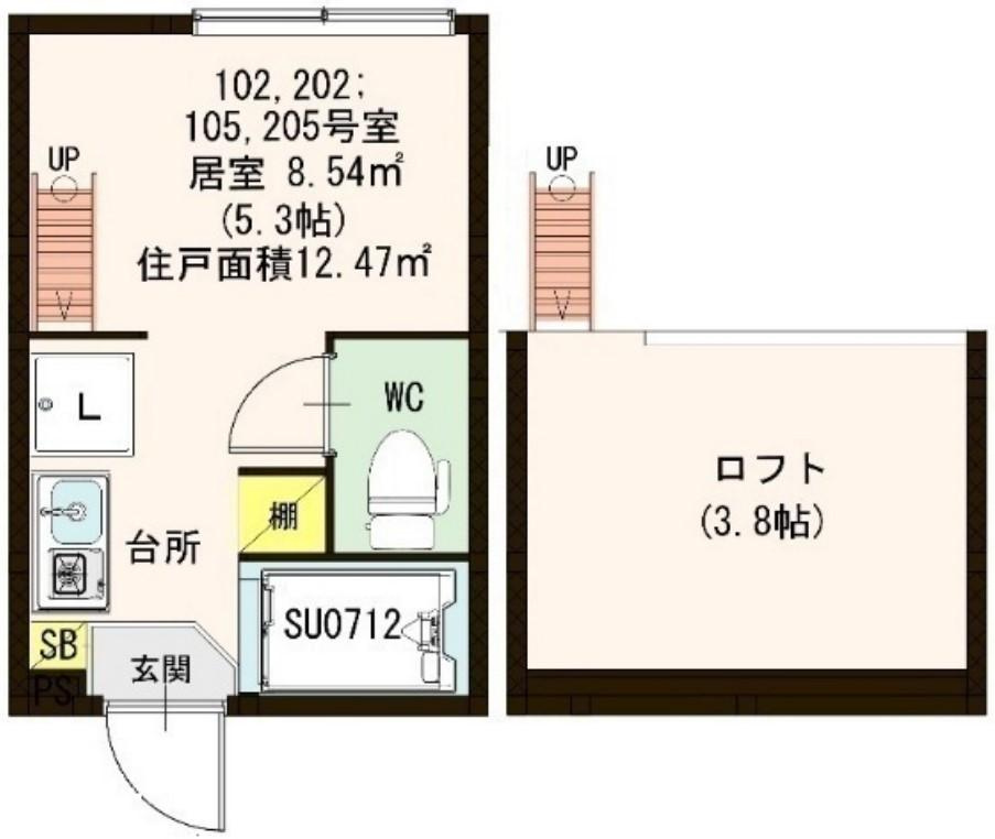 新宿区北新宿２丁目のアパートの間取り