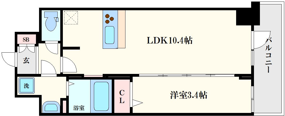 S-RESIDENCE堺筋本町Deuxの間取り