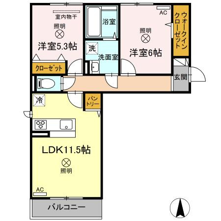 【間取り】 | ディア・ベルジュⅡ