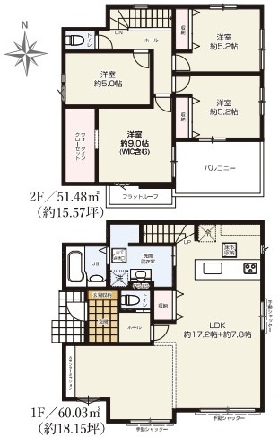 水戸市見川　3期　新築戸建て　1号棟の間取り|間取り図です♪
実際の空間の広さや陽当たり、風通しなどは現地でご確認できます♪
