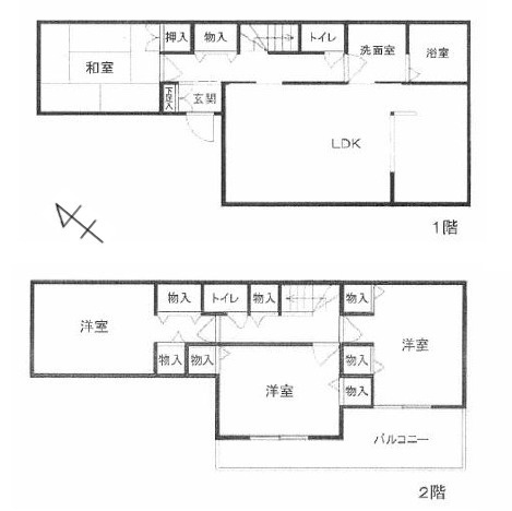 秦野市菩提　中古戸建の間取り