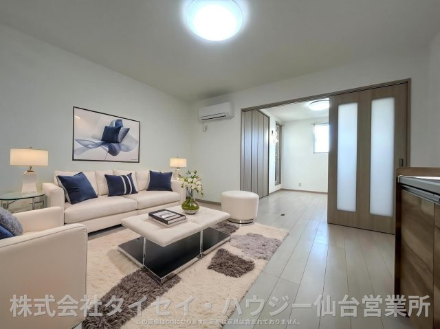 ブラン蒲町の居間・リビング|AIのCG作成イメージであり、実際に現地に家具は置かれていません。