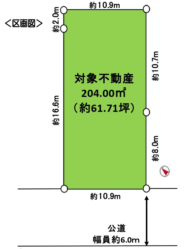 敷地面積61坪　売地　川越市稲荷町