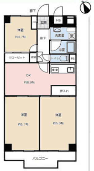 【間取り】 | チサンマンション鹿沼台 | 中古マンションの3DKは、集まって食事が出来るダイニングキッチンがあることで、子供のいる3人家族には、丁度良い広さの物件です。3部屋あることで、居間や書斎、子供部屋など多目的に使用することが出来ます。