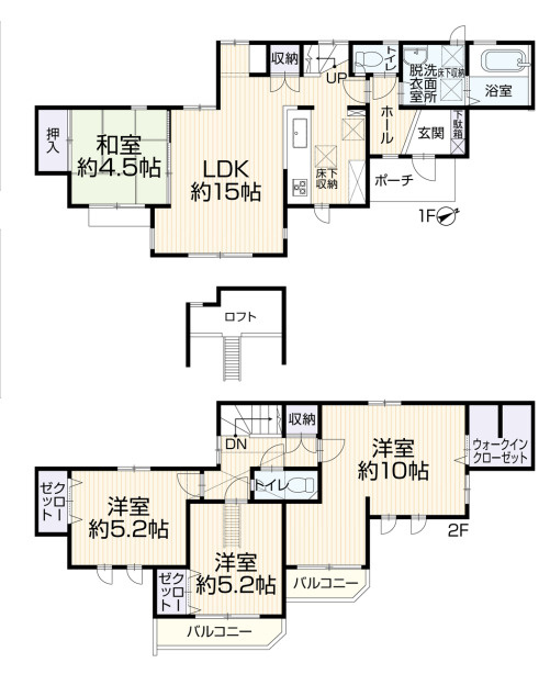八王子市緑町の間取り|ご家族それぞれがゆったりと過ごせる、部屋数の多い間取りを採用しています。各お部屋には収納スペースを設けており、増えがちなお子様のお荷物もしっかり片付きます。お家全体を広々と使えるのが嬉しいポイント！