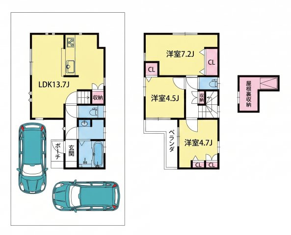 【間取り】 | 中野区上鷺宮1丁目　中古一戸建住宅　（成増店） | リフォーム済ですので、すぐにでも新しい生活をはじめることができます。
※図面を基に作成しています。現況と異なる場合は現況を優先いたします。