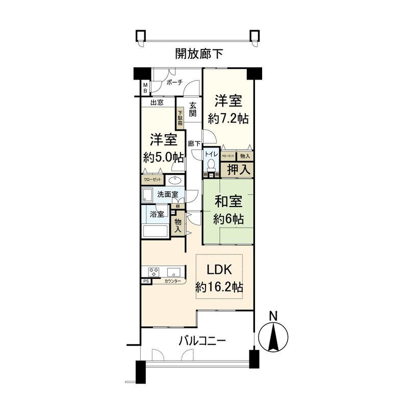 芦屋市南宮町の賃貸マンションの間取り
