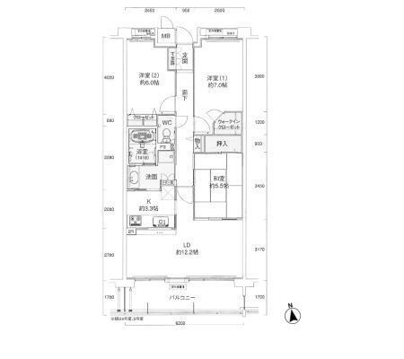 西宮市甲子園三番町の賃貸マンションの間取り