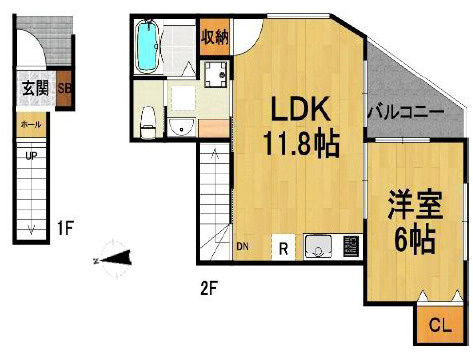 神戸市東灘区本山北町６丁目のアパートの間取り