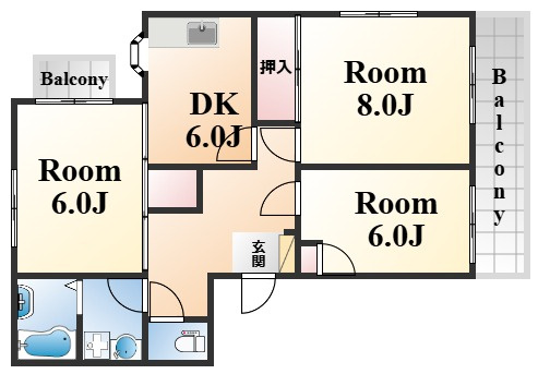 神戸市東灘区森北町５丁目の賃貸マンションの間取り