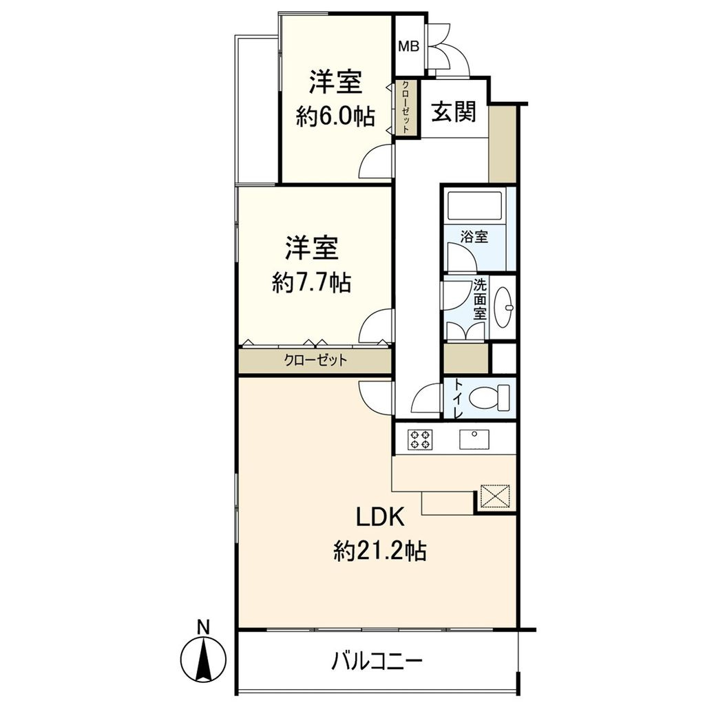 芦屋市東芦屋町の賃貸マンションの間取り