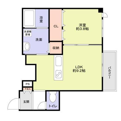 西宮市分銅町の賃貸マンションの間取り