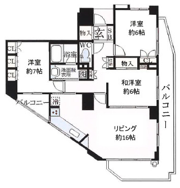 芦屋市川西町の賃貸マンションの間取り