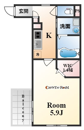 神戸市東灘区青木５丁目のアパートの間取り