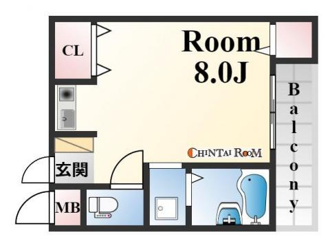 神戸市中央区楠町３丁目の賃貸マンションの間取り