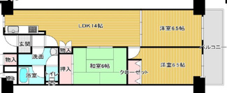 【間取り】 | ローレルハイツ北天満A棟 | ローレルハイツ北天満2号棟　開放感ある間取り