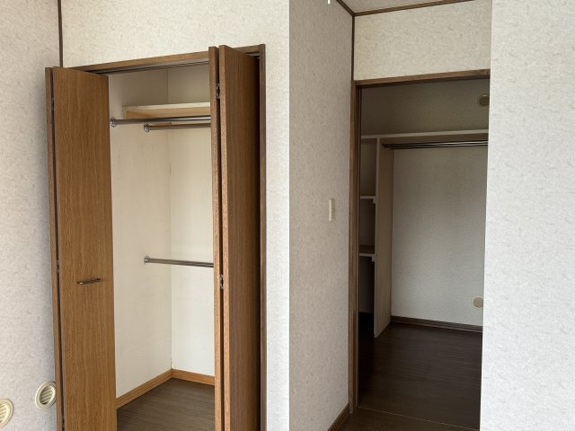興津５丁目　売家の収納|2F西洋室6.5帖のクローゼット及びウォークインクローゼットです。収納はたっぷりです。