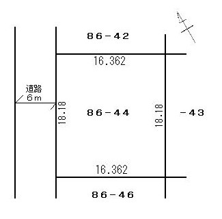 興津５丁目　売家の区画図|6ｍの市道に18.18ｍ接しています。89.98坪です。