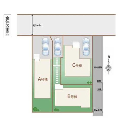 【Heartfull Town】小平市学園東町２丁目21番　新規３棟の区画図