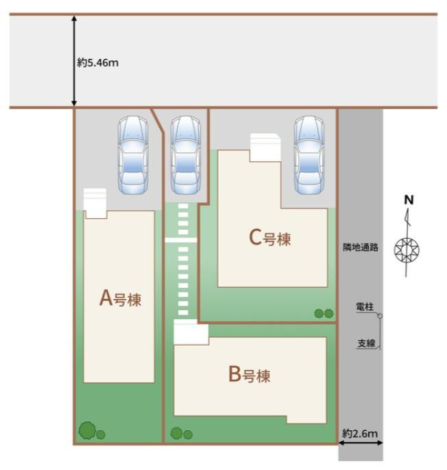 【Heartfull Town】小平市学園東町２丁目21番　新規３棟の区画図
