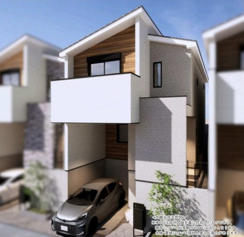 【横浜市旭区上白根2丁目63-4全3棟新築戸建て】★仲介手数料無料★（上白根小学校・上白根北中学校）の外観パース