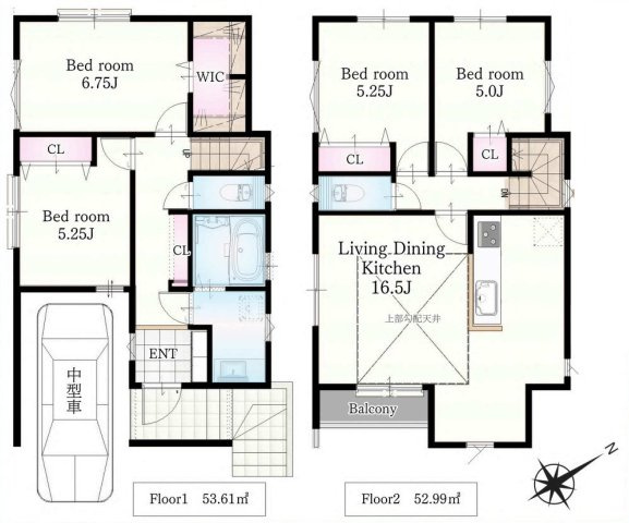 【横浜市旭区上白根2丁目63-4全3棟新築戸建て】★仲介手数料無料★（上白根小学校・上白根北中学校）の間取り