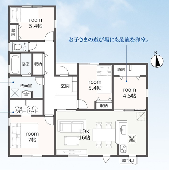 【間取り】 | 浜松市中央区遠州浜3丁目 3期 新築一戸建て | 効率的かつ暮らしのことをしっかり考えた間取りです