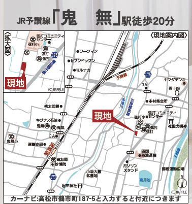 高松市鶴市町の新築一戸建の地図