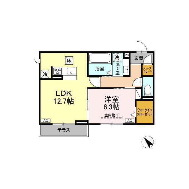 各務原市鵜沼東町６丁目のアパートの間取り