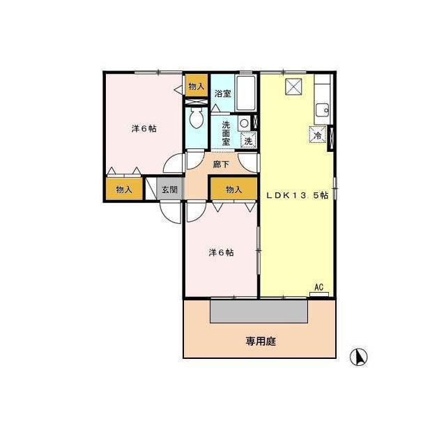 各務原市那加前洞新町４丁目のアパートの間取り